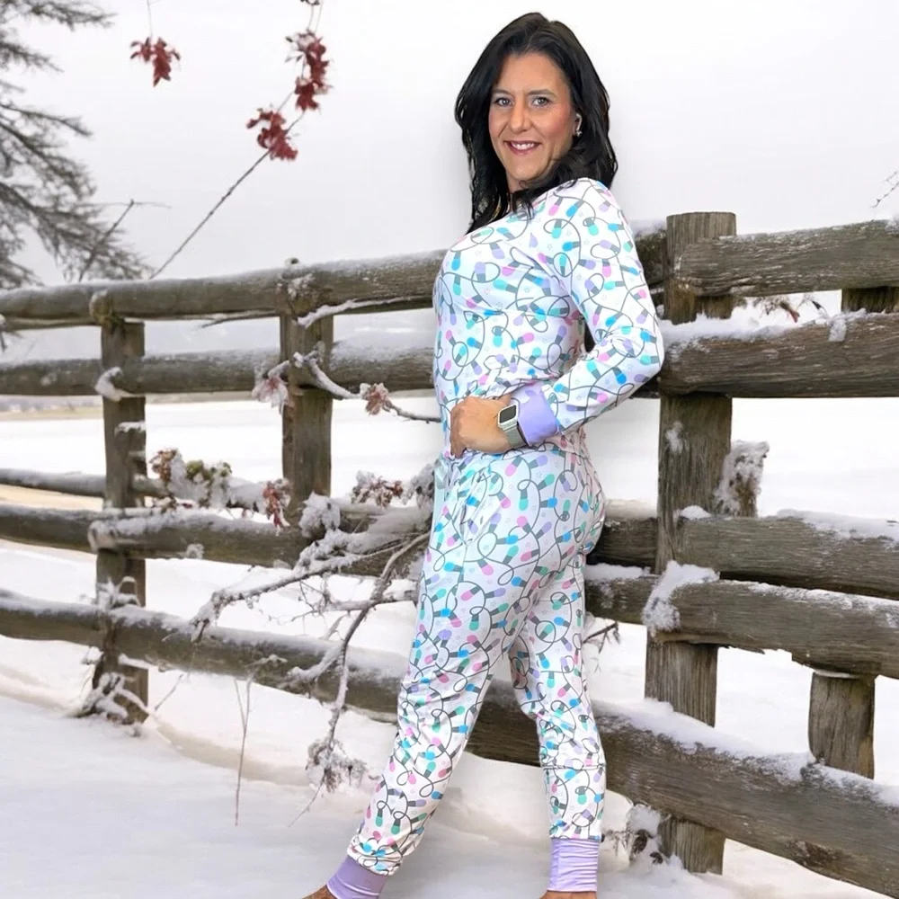 Shirley & Stone purple Christmas light pajama lounge set - Picture 6 of 12